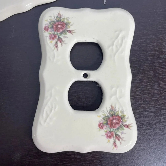 Lot VB Athena Vintage Porcelain Double Light Switch Cover Plate, Outlet, Single - Picture 4 of 7